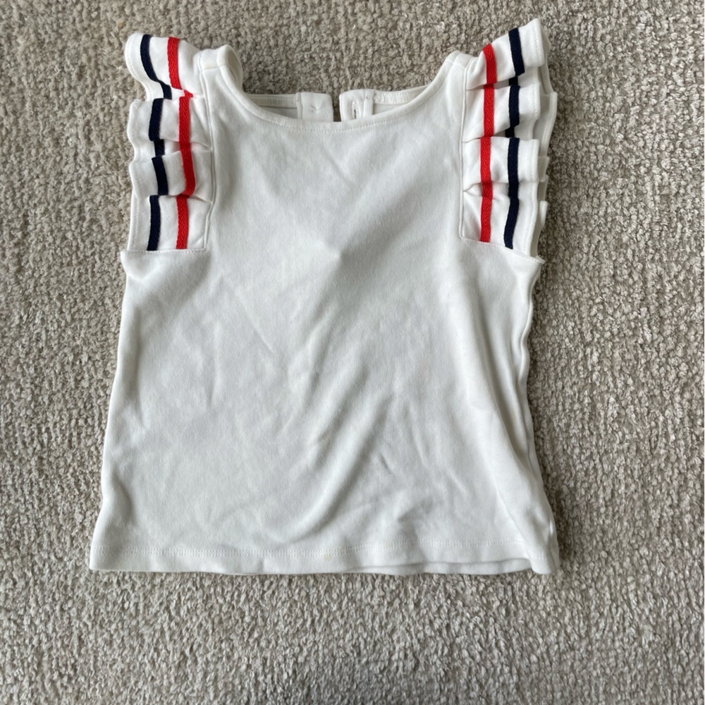 Janie and Jack flutter July 4th red white and blue shirt